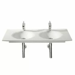 Roca - Kalahari-N Double Bowl Wall Mounted Basin - 1200mm -1 Tap Hole per Bowl