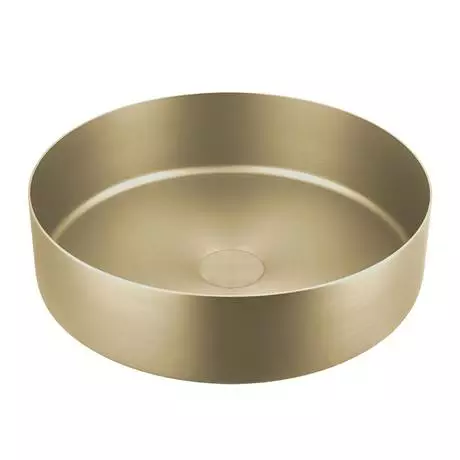 JTP Vos Brushed Brass Round Stainless Steel Counter Top Basin + Waste 2 JTP Vos Brushed Brass Round Stainless Steel Counter Top Basin + Waste - Image 2