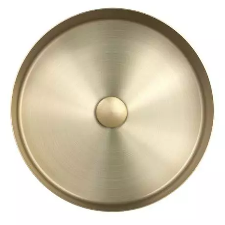 JTP Vos Brushed Brass Round Stainless Steel Counter Top Basin + Waste 3 JTP Vos Brushed Brass Round Stainless Steel Counter Top Basin + Waste - Image 3