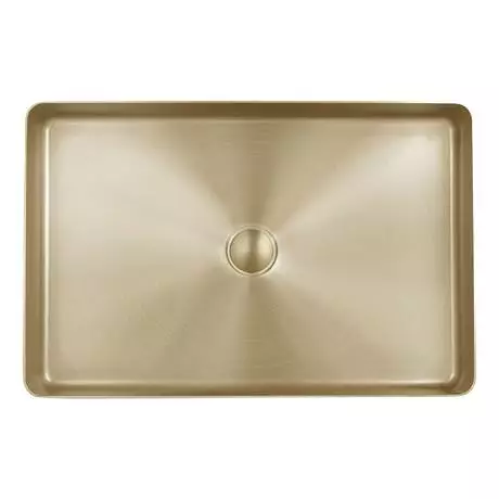 JTP Vos Brushed Brass Rectangular Stainless Steel Counter Top Basin + Waste 2 JTP Vos Brushed Brass Rectangular Stainless Steel Counter Top Basin + Waste - Image 2