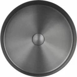 JTP Vos Brushed Black Round Stainless Steel Counter Top Basin + Waste -Cheap Basins Store 27CTR400BBL D2 460