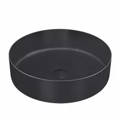 JTP Vos Matt Black Round Stainless Steel Counter Top Basin + Waste