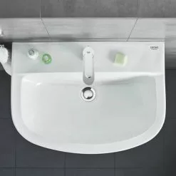 Grohe Bau 550mm 1TH Basin + Full Pedestal -Cheap Basins Store 39421000 D4 460 1