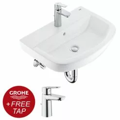 Grohe Bau Ceramic 550mm Complete Basin Package (Tap + waste included)