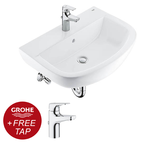 Grohe Bau Ceramic 600mm Complete Basin Package (Tap + waste included) 1 Grohe Bau Ceramic 600mm Complete Basin Package (Tap + waste included)