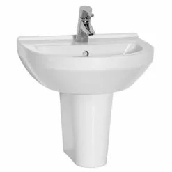 VitrA - S50 Round Washbasin & Half Pedestal - 1 Tap Hole - 4 Size Options