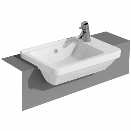 VitrA - S50 Square Compact Semi-Recessed Basin - 1 Tap Hole 1 VitrA - S50 Square Compact Semi-Recessed Basin - 1 Tap Hole
