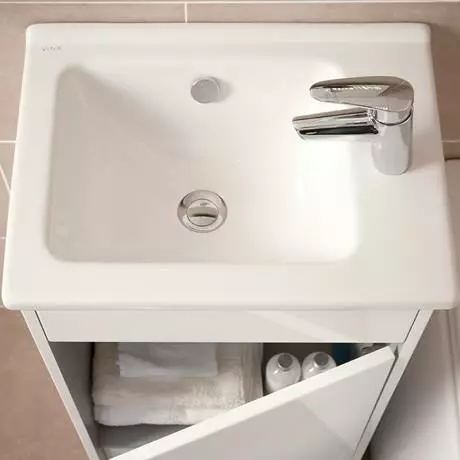 VitrA - S50 Square Compact Semi-Recessed Basin - 1 Tap Hole 2 VitrA - S50 Square Compact Semi-Recessed Basin - 1 Tap Hole - Image 2