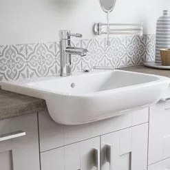 VitrA - S20 Model 55cm Semi-Recessed Wash Basins - 1 or 2 Tap Hole