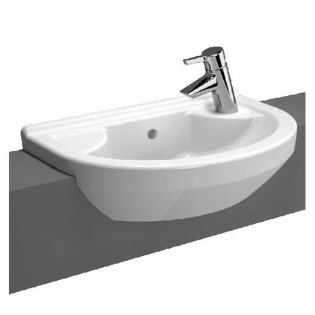VitrA - S50 Round Compact Semi-Recessed Basin - Left or Right Hand Tap Hole Option 1 VitrA - S50 Round Compact Semi-Recessed Basin - Left or Right Hand Tap Hole Option
