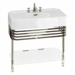 Arcade 900mm Basin and Stand with Glass Shelf - Various Tap Hole Options