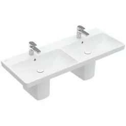 Villeroy and Boch Avento 1200 x 470mm Double Basin + Semi Pedestals