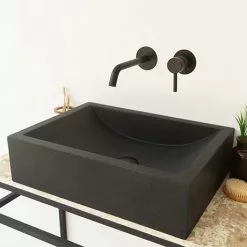 Arezzo Stone Black Terrazzo Effect Rectangular Counter Top Basin (495 x 350mm)