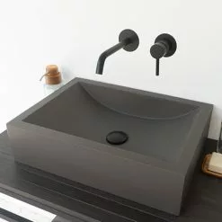 Arezzo Stone Dark Grey Concrete Rectangular Counter Top Basin (495 x 350mm)