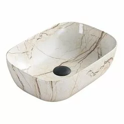 Arezzo 455 x 325mm Curved Rectangular Counter Top Basin - Gloss Marble Effect