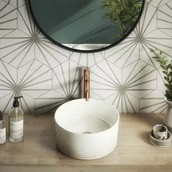 Arezzo Ribbed Round Counter Top Basin - 358mm Diameter