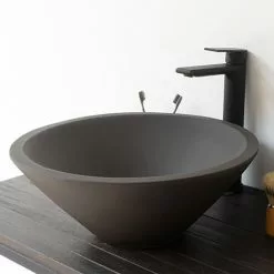 Arezzo Stone Dark Grey Concrete Conical Counter Top Basin - 405mm Diameter