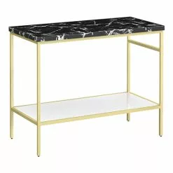 Arezzo 1010 Black Marble Effect Worktop with Brushed Brass Framed Washstand