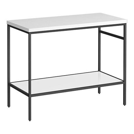 Arezzo 1010 Gloss White Stone Resin Worktop with Matt Black Framed Washstand 1 Arezzo 1010 Gloss White Stone Resin Worktop with Matt Black Framed Washstand