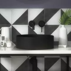 Arezzo 352mm Matt Black Round Counter Top Basin -Cheap Basins Store AZ110AMB d4 460