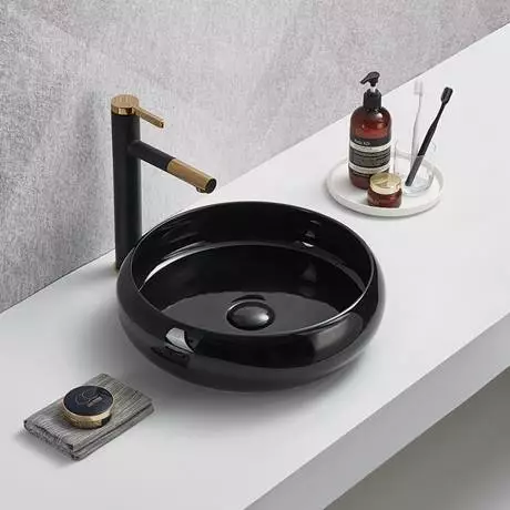 Arezzo Round Counter Top Basin (420mm Diameter - Gloss Black) 2 Arezzo Round Counter Top Basin (420mm Diameter - Gloss Black) - Image 2