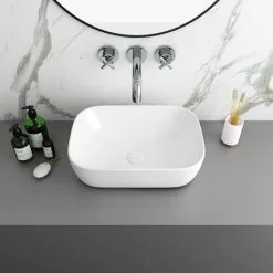 Arezzo Stone Resin Floating Basin Shelf incl. 2 Curved Rectangular Basins - 1200mm Wide 8 Arezzo Stone Resin Floating Basin Shelf incl. 2 Curved Rectangular Basins - 1200mm Wide -Cheap Basins Store AZ12MWSLFB2 n d2 460