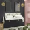 Arezzo Stone Resin Floating Basin Shelf incl. 2 Curved Rectangular Basins - 1200mm Wide