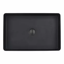 Arezzo Matt Black 340 x 520mm Rectangular Stainless Steel Counter Top Basin + Waste