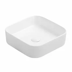 Arezzo 370 x 370mm Curved Square Counter Top Basin - Gloss White