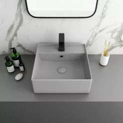 Arezzo 405mm Matt Grey Square Wall Mounted / Counter Top Basin 5 Arezzo 405mm Matt Grey Square Wall Mounted / Counter Top Basin -Cheap Basins Store AZ4BMH n d3 460