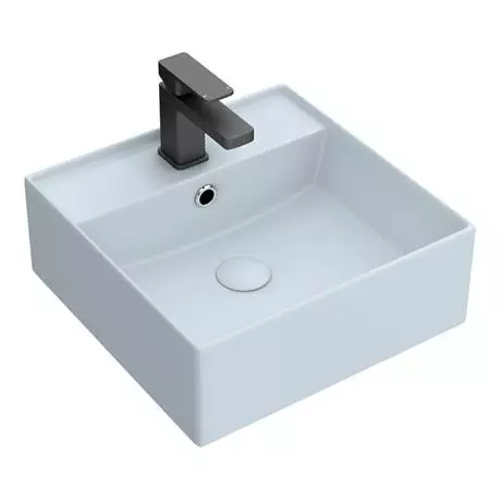 Arezzo 405mm Matt Blue Square Wall Mounted / Counter Top Basin 2 Arezzo 405mm Matt Blue Square Wall Mounted / Counter Top Basin - Image 2