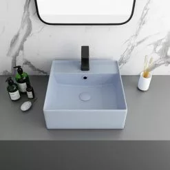 Arezzo 405mm Matt Blue Square Wall Mounted / Counter Top Basin 5 Arezzo 405mm Matt Blue Square Wall Mounted / Counter Top Basin -Cheap Basins Store AZ4BML n d3 460