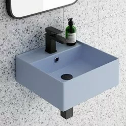 Arezzo 405mm Matt Blue Square Wall Mounted / Counter Top Basin