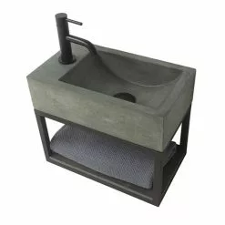 Cheap Basins Store 15 Arezzo Stone Wall Hung Copper Green Cloakroom Basin with Matt Black Towel Shelf