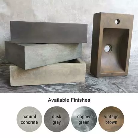 Arezzo Stone Wall Hung Dusk Grey Cloakroom Basin with Matt Black Towel Shelf 2 Arezzo Stone Wall Hung Dusk Grey Cloakroom Basin with Matt Black Towel Shelf - Image 2