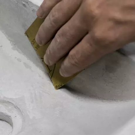 Arezzo Stone Wall Hung Dusk Grey Cloakroom Basin with Matt Black Towel Shelf 3 Arezzo Stone Wall Hung Dusk Grey Cloakroom Basin with Matt Black Towel Shelf - Image 3