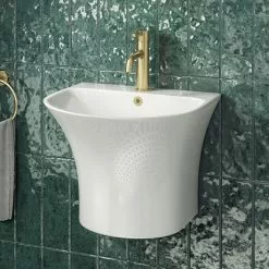Arezzo Curved Ceramic One Piece Wall Hung Basin 1TH - 540mm Wide