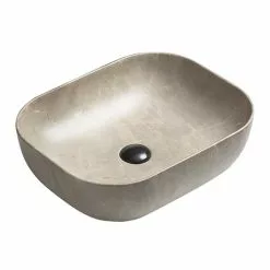 Arezzo 505 x 405mm Curved Rectangular Counter Top Basin - Beige Marble Effect