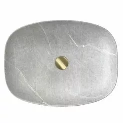 Arezzo 505 x 385mm Curved Rectangular Counter Top Basin - Light Grey Marble Effect -Cheap Basins Store AZ505LGM d3 460