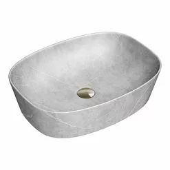 Arezzo 505 x 385mm Curved Rectangular Counter Top Basin - Light Grey Marble Effect