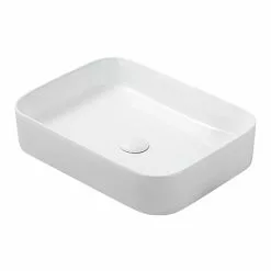 Arezzo 500 x 370mm Curved Rectangular Counter Top Basin - Gloss White