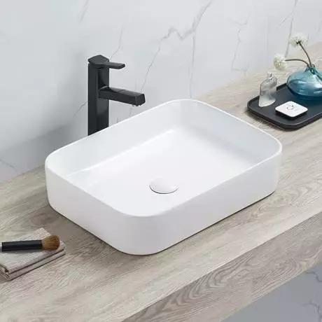 Arezzo 500 x 370mm Curved Rectangular Counter Top Basin - Gloss White 2 Arezzo 500 x 370mm Curved Rectangular Counter Top Basin - Gloss White - Image 2
