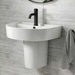 Arezzo 520 Wall Hung Basin 1TH + Semi Pedestal