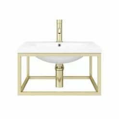 Arezzo 500 Wall Hung Basin with Brushed Brass Towel Rail Frame -Cheap Basins Store AZ5BBFRM NEW D4 460