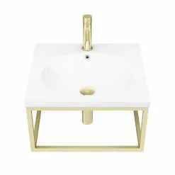 Arezzo 500 Wall Hung Basin with Brushed Brass Towel Rail Frame -Cheap Basins Store AZ5BBFRM d4n 460