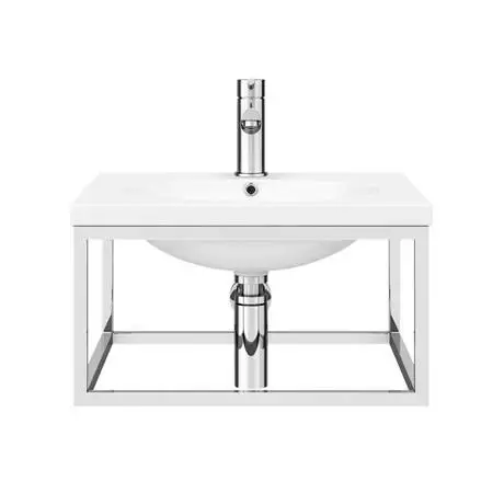 Arezzo 500 Wall Hung Basin with Chrome Towel Rail Frame 5 Arezzo 500 Wall Hung Basin with Chrome Towel Rail Frame - Image 5