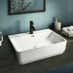 Arezzo 565mm Curved Semi-Recessed Basin - Gloss White