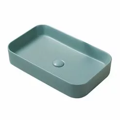 Arezzo 600 x 370mm Curved Rectangular Counter Top Basin - Matt Green