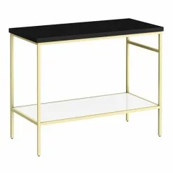 Arezzo 1010 Matt Black Stone Resin Worktop with Brushed Brass Framed Washstand