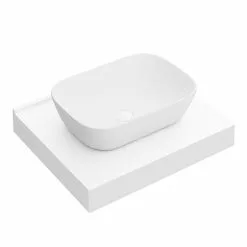 Arezzo Stone Resin Floating Basin Shelf inc. Curved Rectangular Basin - 600mm Wide